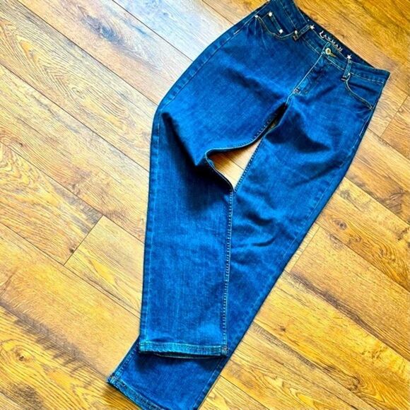 LAWMAN DENIM STRETCH 5 POCKET JEANS W/EMBELLISHED BACK POCKETS 5/6 NEW - Picture 3 of 16
